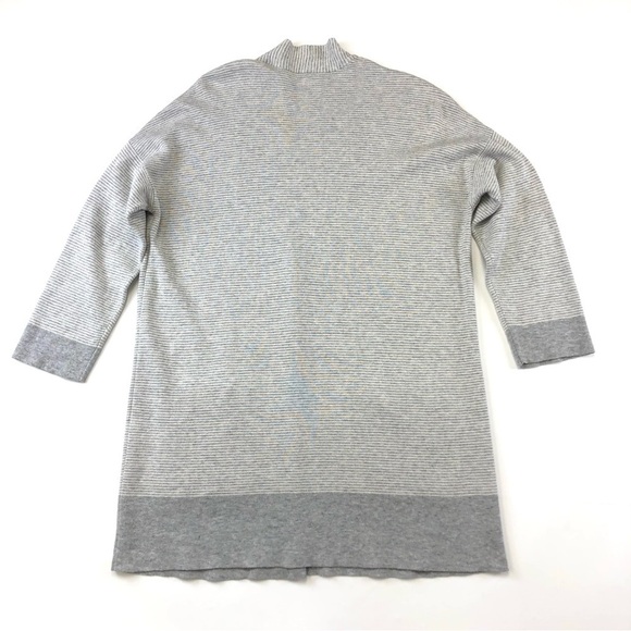 Eileen Fisher grey stripe reversible solid grey long line open cardigan Medium - Picture 5 of 6